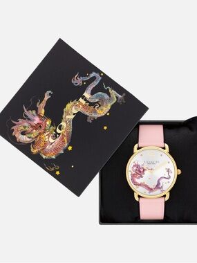 Coach Elliot Watch With Lunar Dragon Motif Pink NWT
